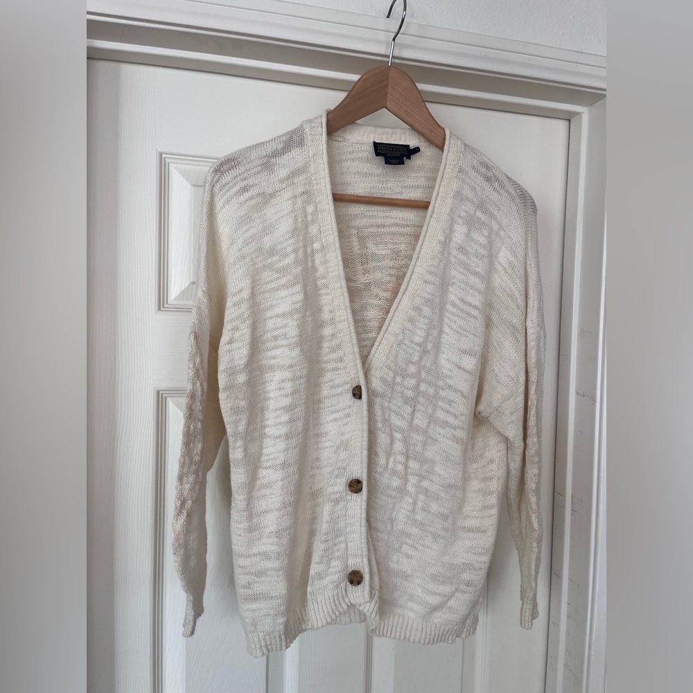 Pendleton off white sweater Aztec cotton linen blend size medium